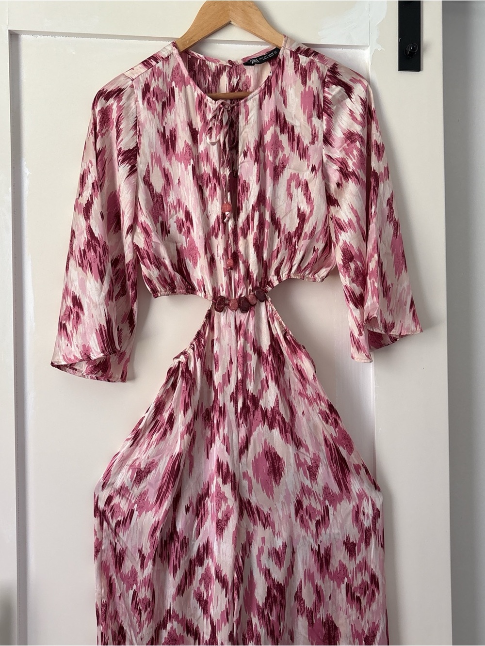 Zara Pink and White Cutout long jumpsuit